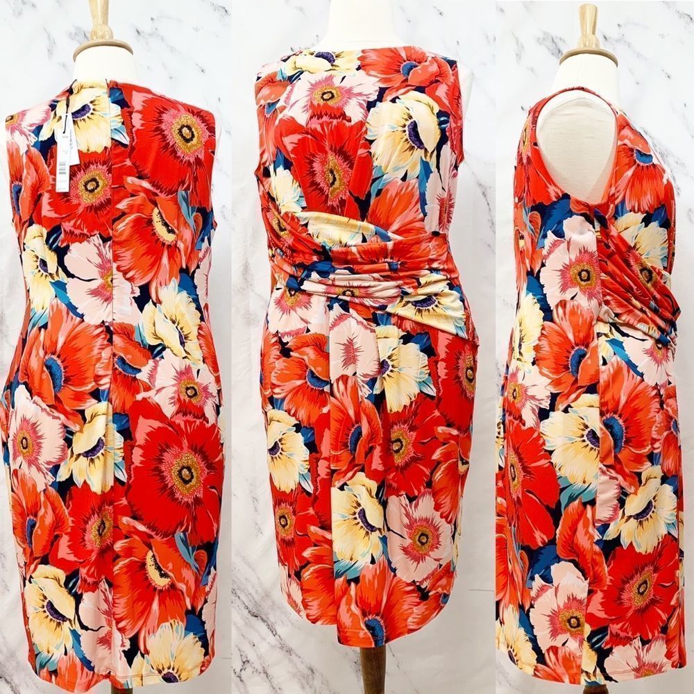 Tahari Bright Floral Dress 16W